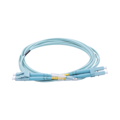 Jumper de Fibra Óptica Multimodo OM3 50/125 LC-LC OFNR (Riser), 2.0 mm, Dúplex, Aqua, 2 metros