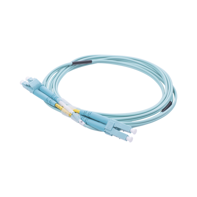 Jumper de Fibra Óptica Multimodo OM3 50/125 LC-LC OFNR (Riser), 2.0 mm, Dúplex, Aqua, 2 metros