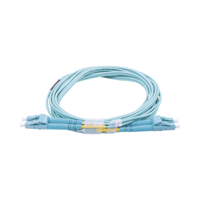 Jumper de Fibra Óptica Multimodo OM3 50/125 LC-LC OFNR (Riser), 2.0 mm, Dúplex, Aqua, 3 metros