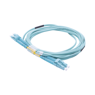 Jumper de Fibra Óptica Multimodo OM3 50/125 LC-LC OFNR (Riser), 2.0 mm, Dúplex, Aqua, 3 metros