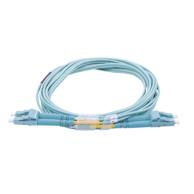 Jumper de Fibra Óptica Multimodo OM4 50/125 LC-LC OFNR (Riser), 2.0 mm, Dúplex, Aqua, 3 metros