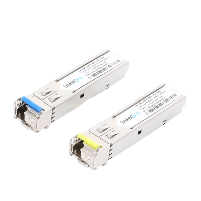 Transceptores Ópticos Industriales Bidireccionales SFP (Mini-Gbic) / Monomodo 1310 & 1550 nm / 1.25 Gbps / 1000BASE-BX / Conector LC/UPC Simplex / DDM / Hasta 10 km / 2 Piezas