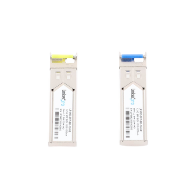 Transceptores Ópticos Industriales Bidireccionales SFP (Mini-Gbic) / Monomodo 1310 & 1550 nm / 1.25 Gbps / 1000BASE-BX / Conector LC/UPC Simplex / DDM / Hasta 5 km / 2 Piezas