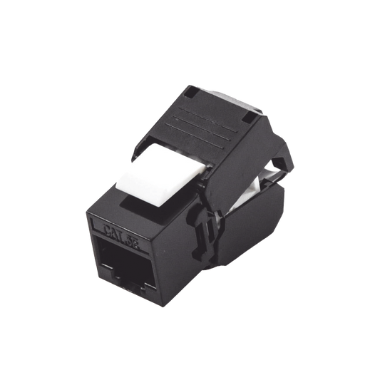 Módulo Jack Keystone Cat5e (toolless), con terminación en ángulo 180 º Color Negro, Compatible con Faceplate y Patchpanel Linkedpro