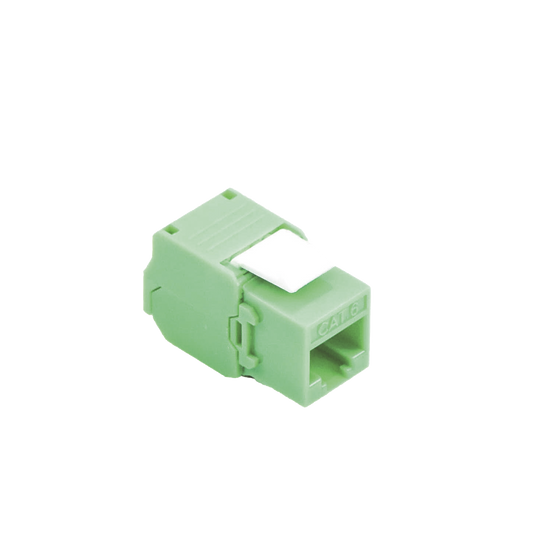 Módulo Jack Keystone Cat5e (toolless), con terminación en ángulo 180 º Color Verde, Compatible con Faceplate y Patchpanel Linkedpro