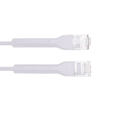 Cable de Parcheo Ultra Slim Con Bota Flexible UTP Cat6 - 0.5 m Blanco Diámetro Reducido