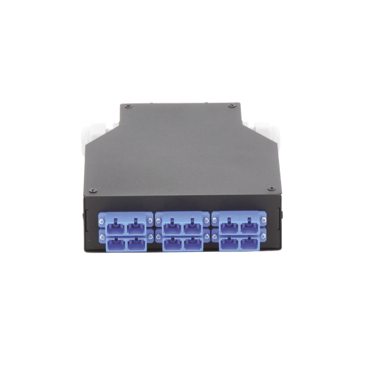 Distribuidor de Fibra óptica para Riel Din, 6 Acopladores SC/UPC Duplex Monomodo con Charola de Empalme
