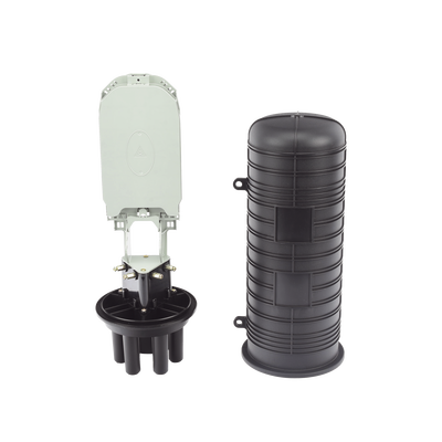 Caja de Distribución de Fibra Óptica Vertical tipo Domo, 48 empalmes (Expandible hasta 96 empalmes con charola LP-FOSCV-48-ST), Exterior, IP68