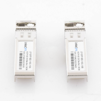 Transceptores Ópticos Bidireccionales SFP+ (Mini-Gbic) / Monomodo 1270 & 1330 nm / 10 Gbps / 10GBASE-BX / Conector LC/UPC Simplex / DDM / Hasta 10 km / 2 Piezas