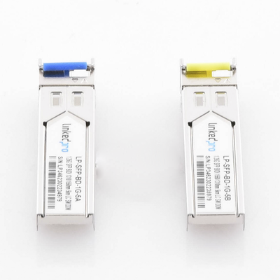 Transceptores Ópticos Bidireccionales SFP (Mini-Gbic) / Monomodo 1310 & 1550 nm / 1.25 Gbps / 1000BASE-BX / Conector LC/UPC Simplex / DDM / Hasta 5 km / 2 Piezas