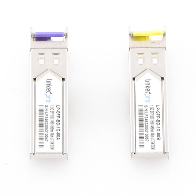 Transceptores Ópticos Bidireccionales SFP (Mini-Gbic) / Monomodo 1490 & 1550 nm / 1.25 Gbps / 1000BASE-BX / Conector LC/UPC Simplex / DDM / Hasta 80 km / 2 Piezas