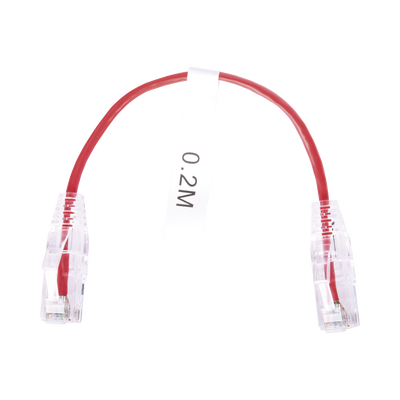 Cable de Parcheo Slim UTP Cat6 - 20 cm Rojo Diámetro Reducido (28 AWG)