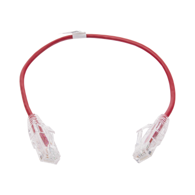 Cable de Parcheo Slim UTP Cat6 - 30 cm Rojo Diámetro Reducido (28 AWG)