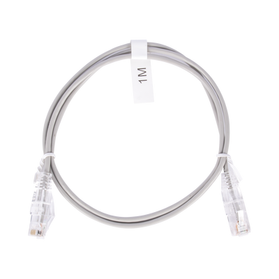 Cable de Parcheo Slim UTP Cat6 - 1 metro, Gris, Diámetro Reducido (28 AWG)