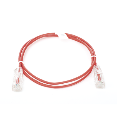 Cable de Parcheo Slim UTP Cat6 - 1 metro, Rojo, Diámetro Reducido (28 AWG)