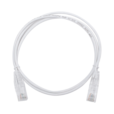 Cable de Parcheo Slim UTP Cat6 - 1 metro, Blanco, Diámetro Reducido (28 AWG)