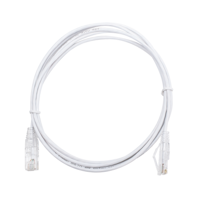 Cable de Parcheo Slim UTP Cat6 - 2 m Blanco Diámetro Reducido (28 AWG)