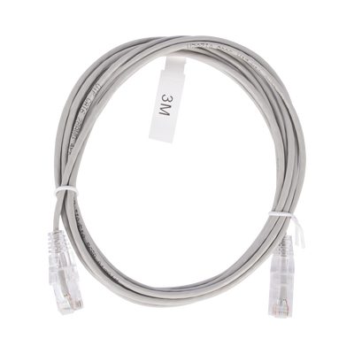 Cable de Parcheo Slim UTP Cat6 - 3 m Gris Diámetro Reducido (28 AWG)