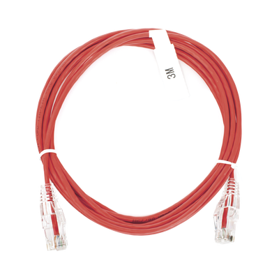 Cable de Parcheo Slim UTP Cat6 - 3 m Rojo Diámetro Reducido (28 AWG)