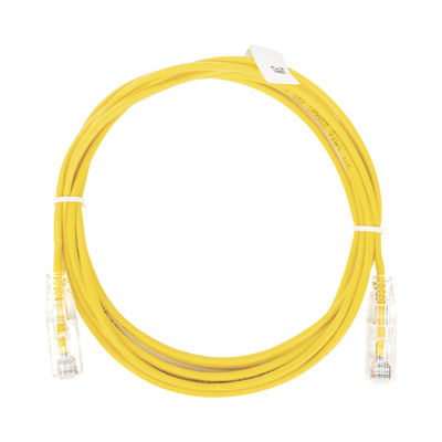 Cable de Parcheo Slim UTP Cat6 - 3 m Amarillo Diámetro Reducido (28 AWG)