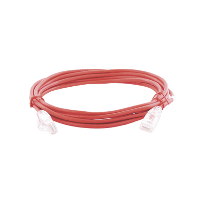 Cable de Parcheo Slim UTP Cat6A - 3 m Rojo, Diámetro Reducido (28 AWG)