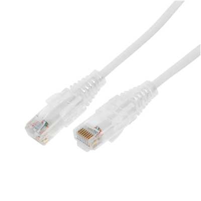 Cable de Parcheo Slim UTP Cat6A - 7 m Blanco, Diámetro Reducido (28 AWG)