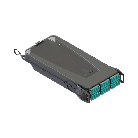 Cassette para empalme (Fusión) LightVerse, Hasta 24 fibras, Conectores  LC/UPC "Shuttered", para fibra Multimodo OM3, 900um, 1 metro