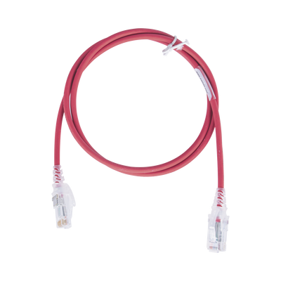 Patch Cord MC6 Modular Cat6 UTP, CM/LS0H, 3ft, Color Rojo, Diámetro Reducido (28AWG), Versión Bulk (Sin empaque individual)