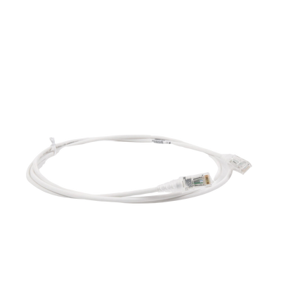 Patch Cord MC6 Modular Cat6 UTP, CM/LS0H, 5ft, Color Blanco, Diámetro Reducido (28AWG), Versión Bulk (Sin Empaque Individual)