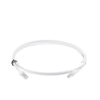 Patch Cord MC6 Modular Cat6 UTP, CM/LS0H, 7ft, Color Blanco, Diámetro Reducido (28AWG), Versión Bulk (Sin Empaque Individual)