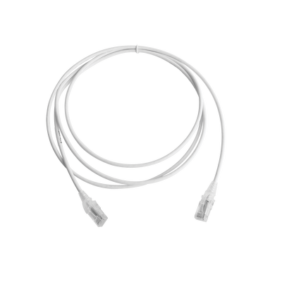 Patch Cord MC6 Modular Cat6 UTP, CM/LS0H, 7ft, Color Blanco, Diámetro Reducido (28AWG), Versión Bulk (Sin Empaque Individual)