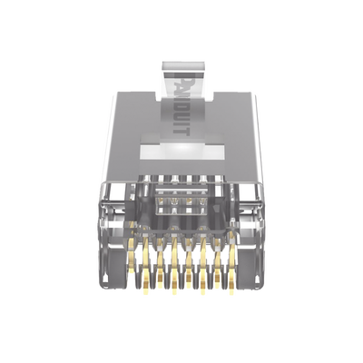 Plug RJ45 Cat5e Blindado, Para Cable UTP de Calibres 24-26 AWG, Chapado en Oro de 50 micras, Paquete de 100 piezas