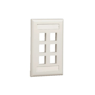 Placa de Pared Vertical, Salida Para 6 Puertos Keystone, Con Espacios Para Etiquetas, Color Blanco