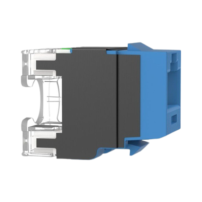 Conector Jack Estilo 110 (de Impacto), Tipo Keystone, Categoría 6A, de 8 posiciones y 8 cables, Color Azul