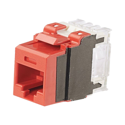 Conector Jack Estilo 110 (de Impacto), Tipo Keystone, Categoría 6A, de 8 posiciones y 8 cables, Color Rojo