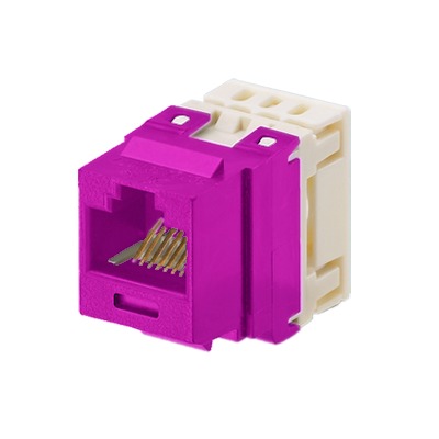 Conector Jack Estilo 110 (de Impacto), Tipo Keystone, Categoría 6, de 8 posiciones y 8 cables, Color Violeta