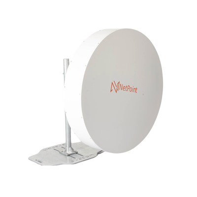 Antena de parabola profunda, blindada, con supresión al ruido de 4 ft, 4.9-6.4 GHz, Ganancia 37 dBi con SLANT de 45 ° y 90 °, ideal para hasta 100 km, Conectores N-hembra, montaje con alineación milimétrica.