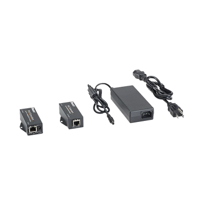 Kit de Extensor PoE/PoE+, Hasta 610 Metros (2000 ft) con Cable Cat5e o Cat6, 10/100Mbps, Incluye Transmisor, Receptor y Fuente de Alimentación