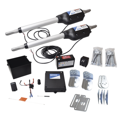 Kit de brazos para automatizar portones vehiculares abatibles de 2 hojas / 4.9 m / 226 kg / Uso residencial / Compatible con respaldo de energía