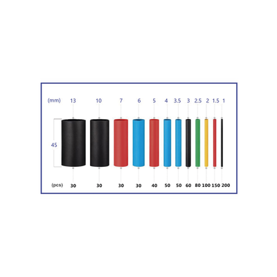 850 Tubos Termoencogibles (Termofit) 2:1, de 12 Diferentes Medidas