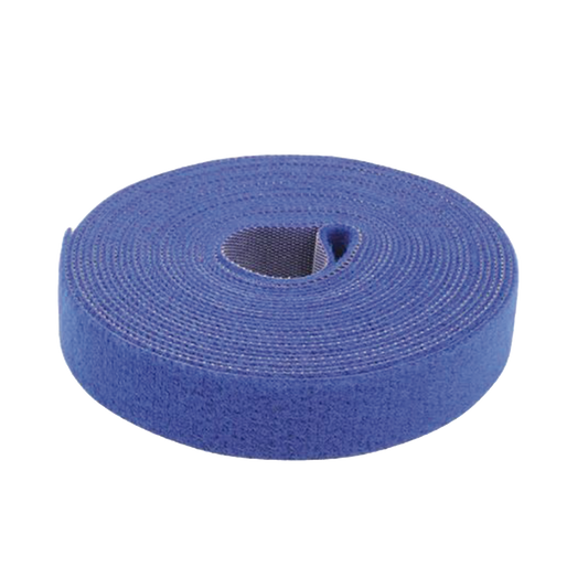 Cinta tipo Velcro de Color Azul, Espalda con Espalda (Gancho y Bucle) de 1.6 cm x 25 metros.