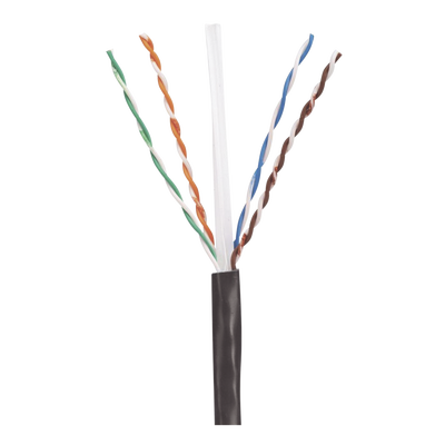 Bobina de Cable UTP de 4 Pares, PanNet, Para Exterior con Gel, Cat6 (23 AWG), Industrial para Climas Extremos, Color Negro, 305 m