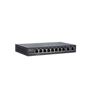 Router Balanceador PoE Cloud 10 puertos gigabit (8 puertos PoE), soporta 4x WAN configurables, hasta 200 clientes con desempeño de 600 Mbps asimétricos