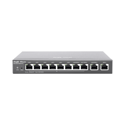 Router Balanceador Administrable , 6 puertos LAN  y 2 puertos LAN/WAN POE+ af/at gigabit hasta 110w, 1 puertos LAN/WAN gigabit y 1 Puerto WAN gigabit, hasta 350 clientes con desempeño de 1.5 Gbps asimétricos