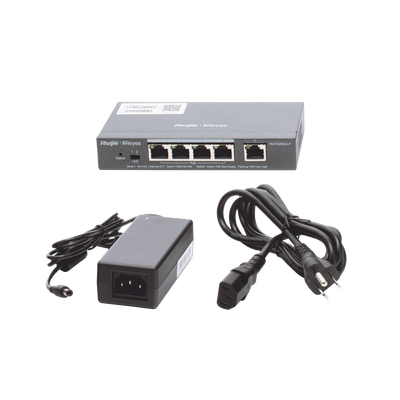 Switch Administrable PoE con 5 puertos Gigabit, 4 PoE 802.3af/at, gestión gratuita desde la nube, 54w