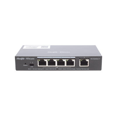 Switch Administrable PoE con 5 puertos Gigabit, 4 PoE 802.3af/at, gestión gratuita desde la nube, 54w