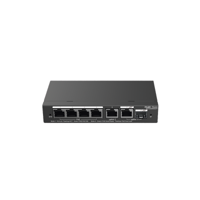 Switch Administrable con 4 puertos Gigabit PoE, 2 Uplink Gigabit y 1 Uplink Gigabit para Fibra SFP en combo, gestión gratuita desde la nube