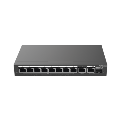 Switch Administrable con 8 puertos Gigabit PoE, 2 Uplinks Gigabit (1 SFP), gestión gratuita desde la nube