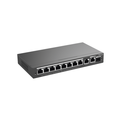 Switch Administrable con 8 puertos Gigabit PoE, 2 Uplinks Gigabit (1 SFP), gestión gratuita desde la nube