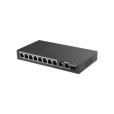 Switch Administrable con 8 puertos Gigabit PoE, 2 Uplinks Gigabit (1 SFP), gestión gratuita desde la nube